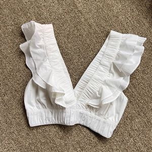 abercrombie drama collar ruffle poplin top